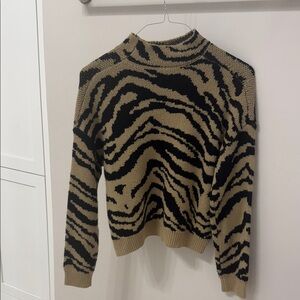 Animal Print Sweater - Black and Tan